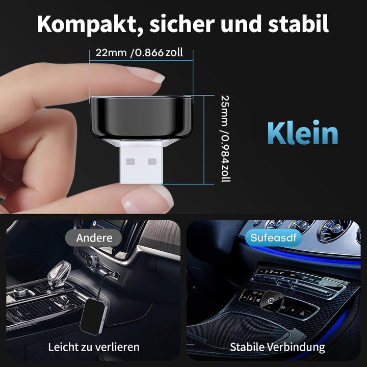 2026 Upgraded Wireless CarPlay Adapter – Bluetooth 5.3 &amp; WiFi 6, Plug &amp; Play USB-A mit USB-C Adapter