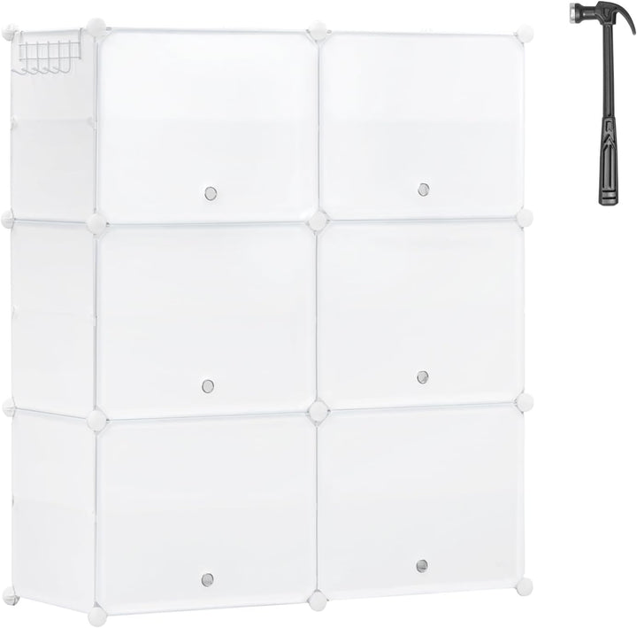 WOLTU Schuhregal 6 Fächern, Schuhschrank mit Türen, für 24 Paar Schuhe Weiss | DIY Schuhorganizer, S