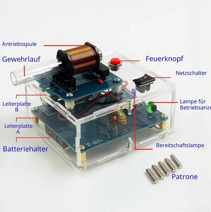 DIY Coilgun Lötübungsset, Elektromagnetischer Sender Elektronik Bausatz, Schiessspielset Lötbausatz,