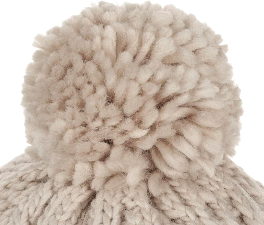 Eisbär Antonia Pudelmütze Damen/Herren - Pompon Zopfstrickmuster Strickmütze mit Futter, Futter Wint