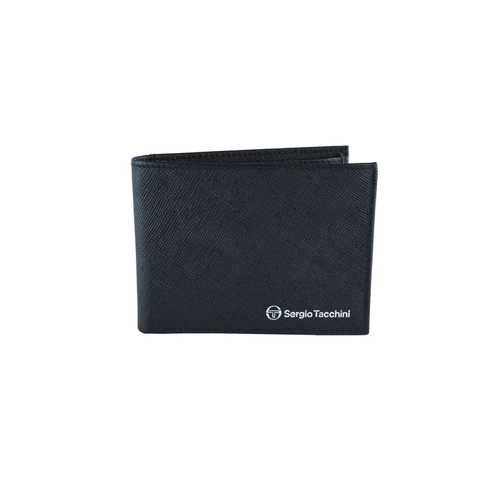 Sergio Tacchini - Herren Geldbörse aus echtem Leder, schwarz, dünn, mit Kartenhalter, Geschenkbox, S