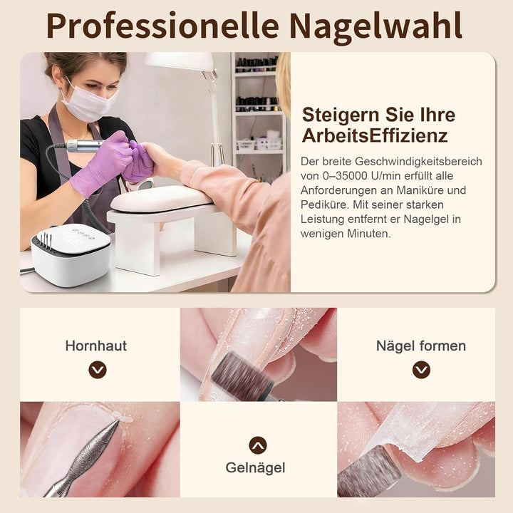 Nagelfräser für Gelnägel 35000 U/Min, Touch-Bedienung 35W, LED Display Elektrische Fräser Maniküre P