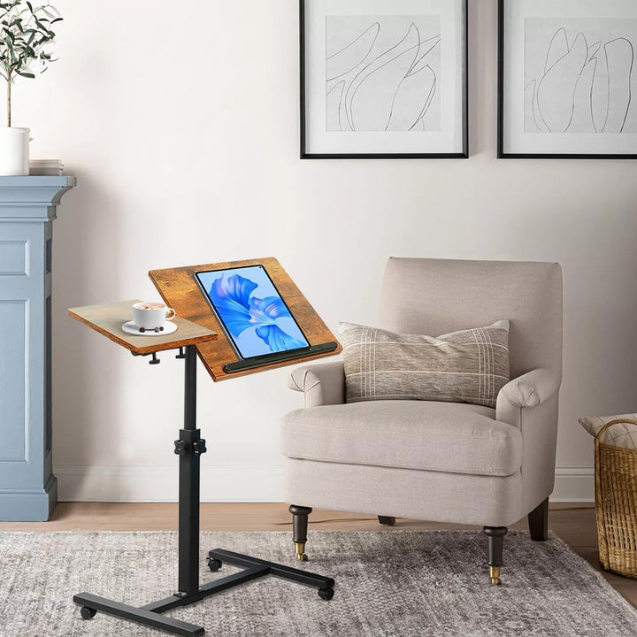 Betttisch mit Rollen, Betttisch für Laptop, Serviertablett für Sofa, Bremsen an beiden Hinterrädern,