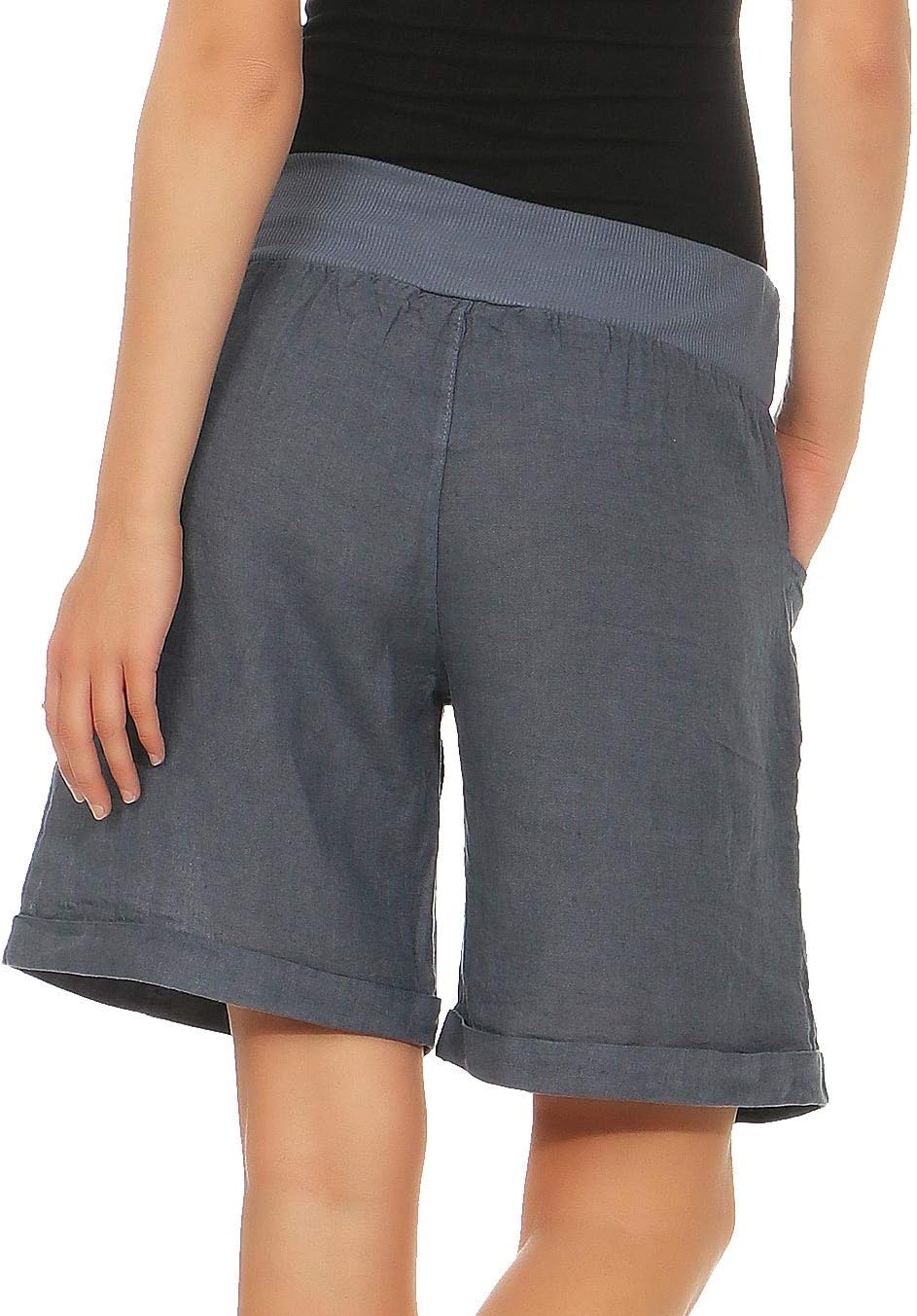 Malito Damen Bermuda aus Leinen | Shorts für den Strand | lässige Kurze Hose | Pants - Hotpants 8024