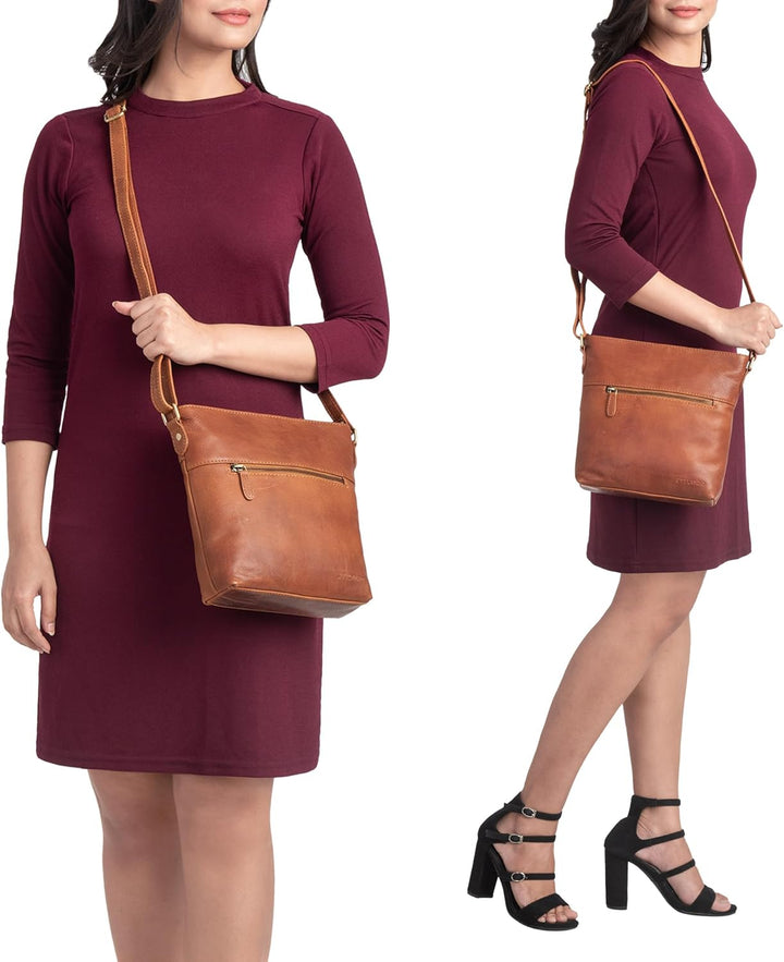 STILORD 'Jasmine' Ledertasche Damen Umhängetasche Handtasche Elegante Damentasche zum Umhängen Klein