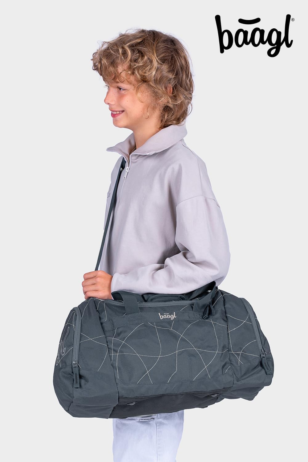 Baagl Sporttasche Jungen Reisetasche Kinder mit Schuhfach 25 l - Wave | Diese stylische Tasche für S
