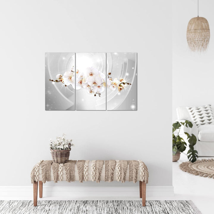 Runa Art Wandbilder Blumen Orchidee Bild XXL Wohnzimmer Schlafzimmer Grau Abstrakt 120 x 80 cm 3 Tei