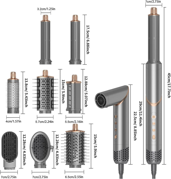 8 in 1 Hair Dryer Brush Set Air Hair Styler Curling Negative Ionic Foldable Hot Air Hair Dryer Brush