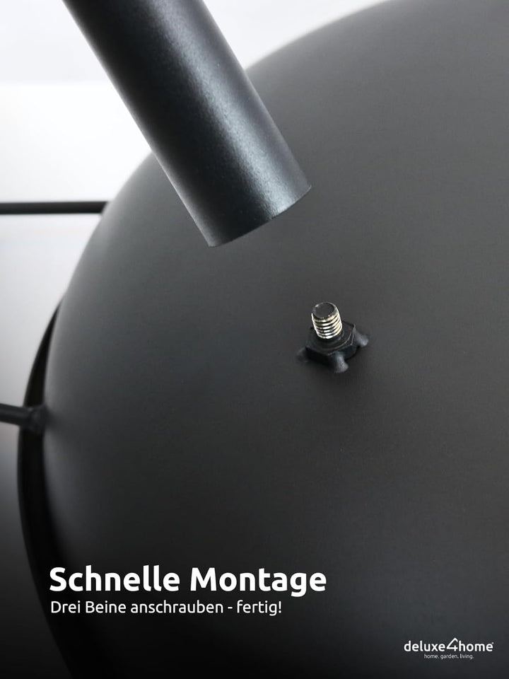 deluxe4home® Feuerschale Schwarz ⌀58 cm I Sichere Feuerstelle für Garten, Terrasse I Metallschale fü