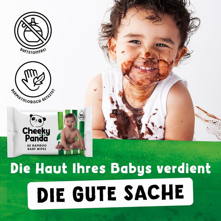 The Cheeky Panda 1536 Baby-Feuchttücher aus Bambus, biologisch abbaubar, Multipack, 24 Packungen