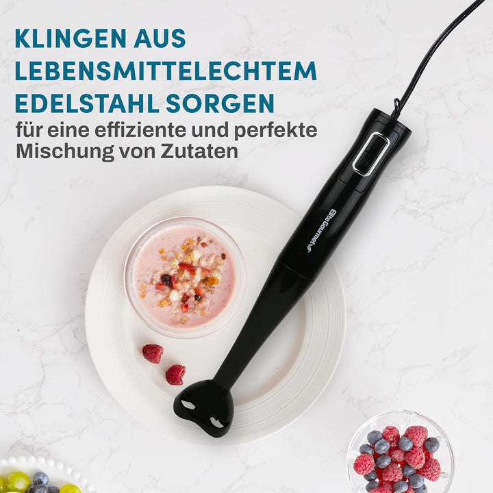 Elite Gourmet EHB1023 Stabmixer, 300 W, 2 Geschwindigkeiten, mit abnehmbaren Klingen, für Smoothies,