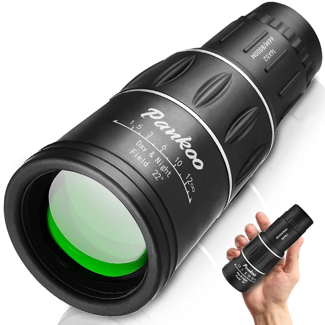 Pankoo 16 x 52 Monokular-Teleskop für Erwachsene und Kinder - 2024 Power-Prisma, Kompakt, HD für Ges