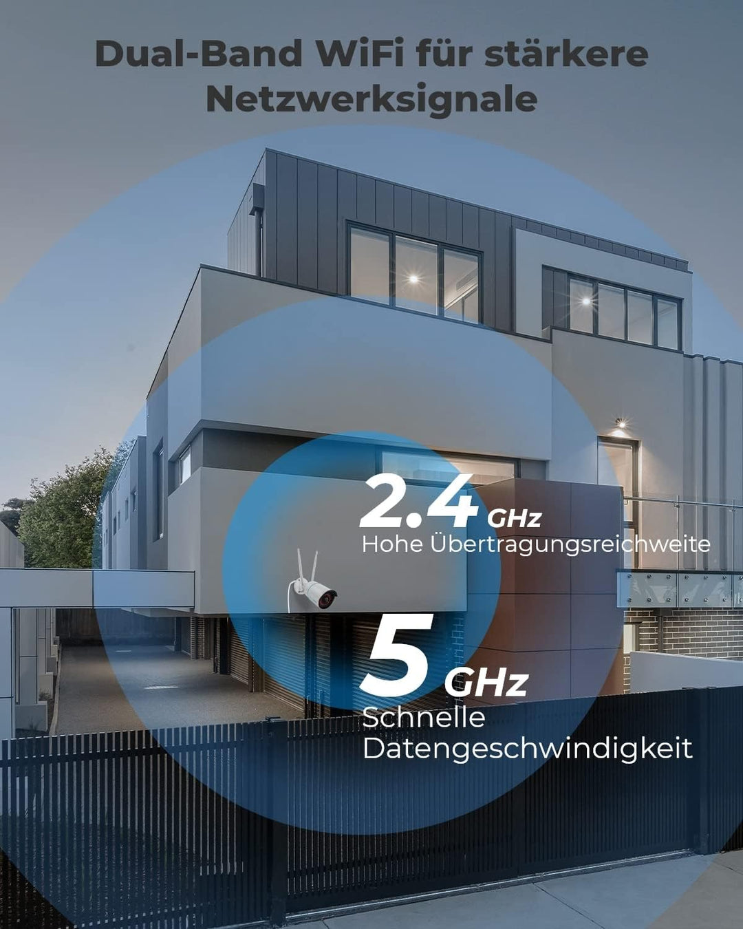 Reolink 5MP WLAN Überwachungskamera Outdoor, 2,4GHz/5GHz WLAN CCTV IP Kamera Aussen mit Personen-/Fa