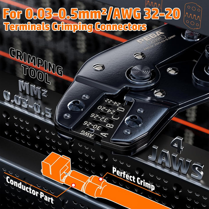 PEBA Crimpzange Stecker Set, Inkl. 20 Stile JST-XH,JST-SM und SYP Steckverbinder, Crimpzange und Abi
