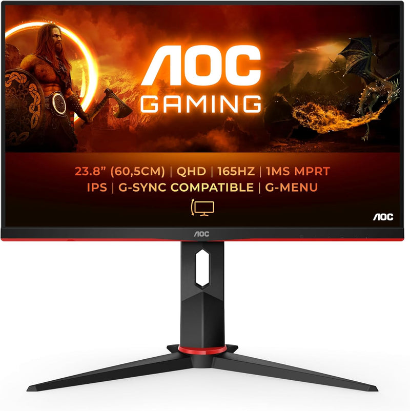 AOC Gaming Q24G2A - 24 Zoll QHD Monitor, 165 Hz, 1 ms MPRT, FreeSync Premium, G-Sync comp, (2560x144