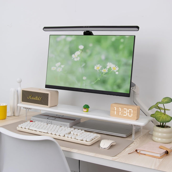 Bambus-Monitorständer mit Acrylfüssen für Schreibtisch, 31,5 Zoll Desktop-Ablage für PC-Monitore, La