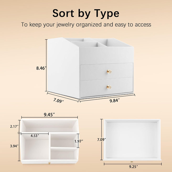 Homeanda Make-up-Organizer aus Kunstleder mit 2 Schubladen – Schreibtisch-Organizer für Kosmetik, Li