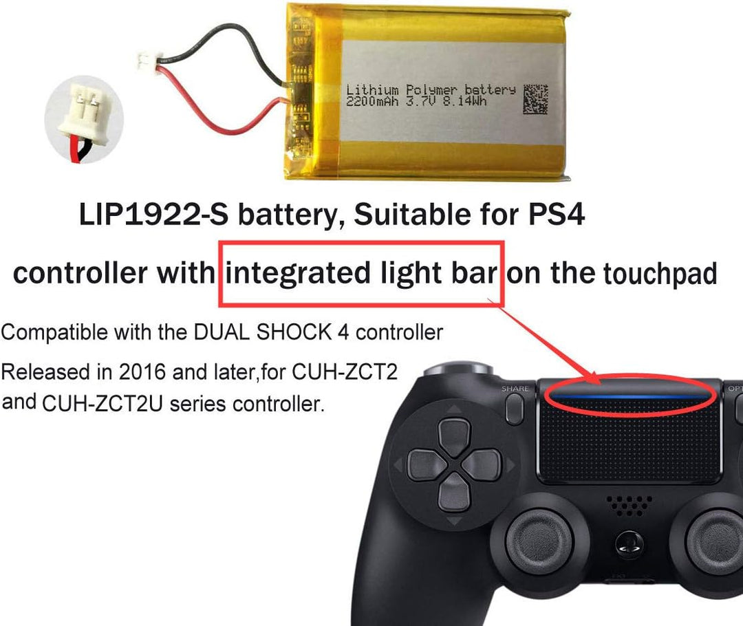 3,7V Lithiumbatterie 2200mAh PS4 Slim Pro Controller Ersatzbatterie LIP1522 Batteriepack für Playsta