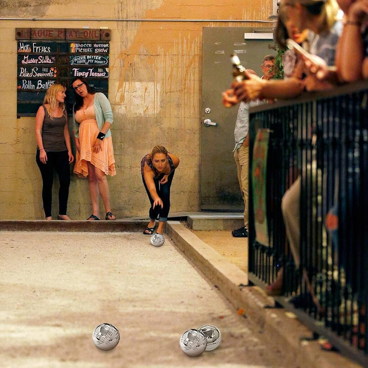 Homewit Boule Set mit 6 Metall Kugeln, Boccia & Petanque Spiel mit Tragetasche, Gartenspiel Outdoor