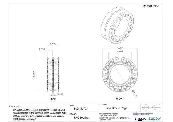 FAG Pendelrollenlager 23220-E1A-K-M-C3