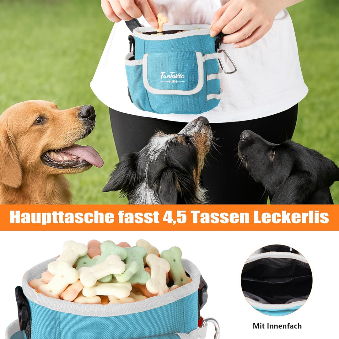 Hunde Leckerlibeutel mit Magnet-Verschluss & 3-Tragearten - 900D wasserfester Futterbeutel, 4 Fächer