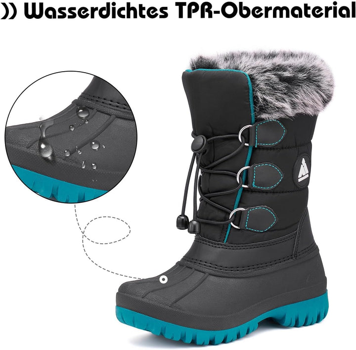Mishansha Kinder Winterstiefel Gefüttert Wasserdichte Rutschfest Schneestiefel für Mädchen Jungen, G