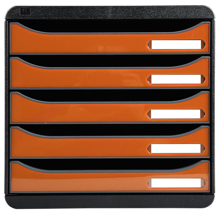 Exacompta 3097288D Premium Ablagebox mit 5 Schubladen für DIN A4+ Dokumente. Stapelbare Schubladenbo