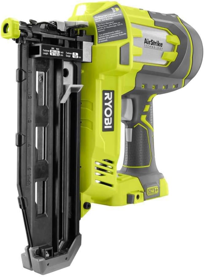 Ryobi P325 One+ 18 V Lithium-Ionen-Akku-betriebener, kabelloser Nagler, 16 Gauge (Batterie nicht im