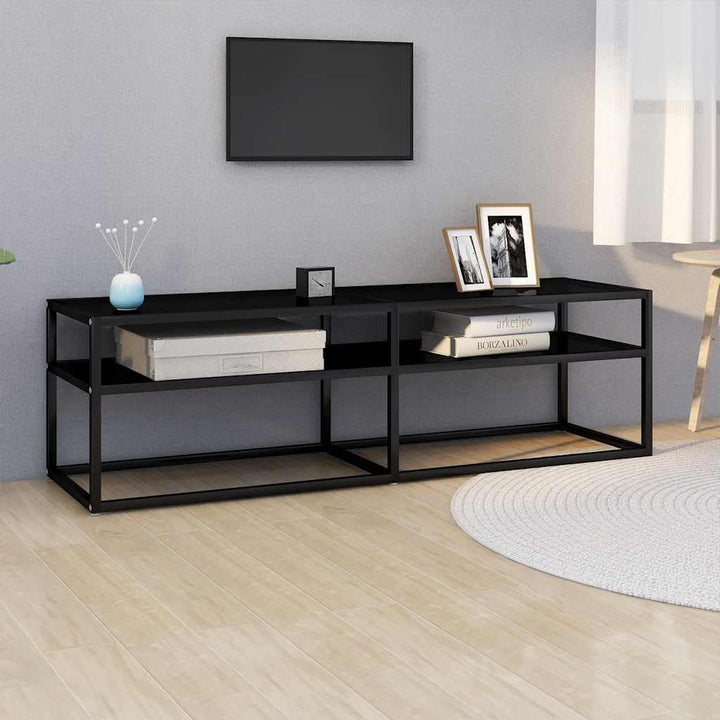 vidaXL TV-Schrank Schwarz 140x40x40,5 cm Hartglas Schwarz 140 cm, Schwarz 140 cm