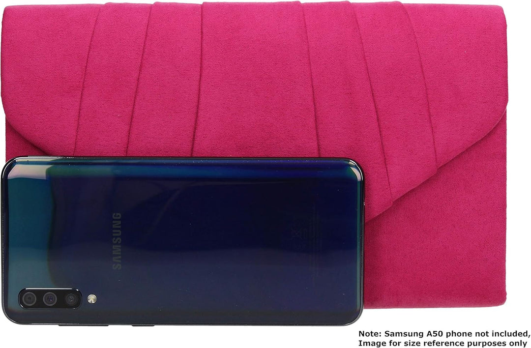 SwankySwans Iggy Suede Velvet Envelope Party Prom Clutch Bag Tasche Rosa (Fuchsia), Rosa (Fuchsia)