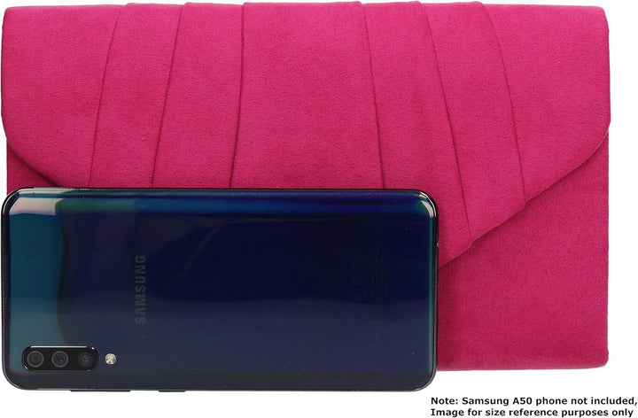 SwankySwans Iggy Suede Velvet Envelope Party Prom Clutch Bag Tasche Rosa (Fuchsia), Rosa (Fuchsia)