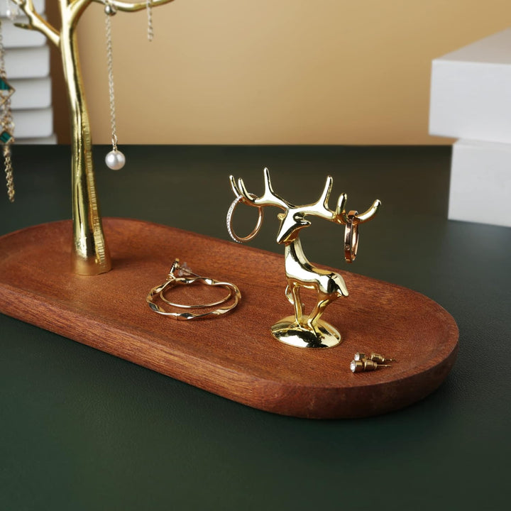 MORE&LESS Baum Hirsch Schmuckständer für Ringe Ohrringe Halsketten Armbänder geeignet für Wohnzimmer