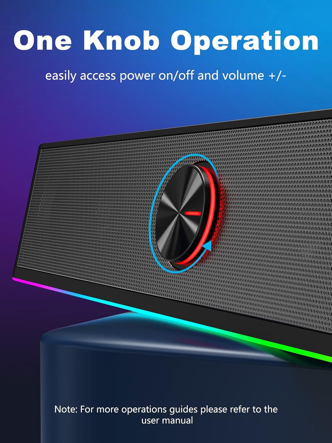 Soundbar für TV,SPKPAL10W Pc Lautsprecher soundbar mit Surround Stereo Audio Buntes RGB Licht USB äh