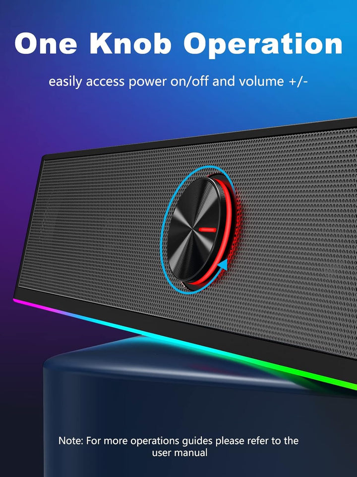 Soundbar für TV,SPKPAL10W Pc Lautsprecher soundbar mit Surround Stereo Audio Buntes RGB Licht USB äh