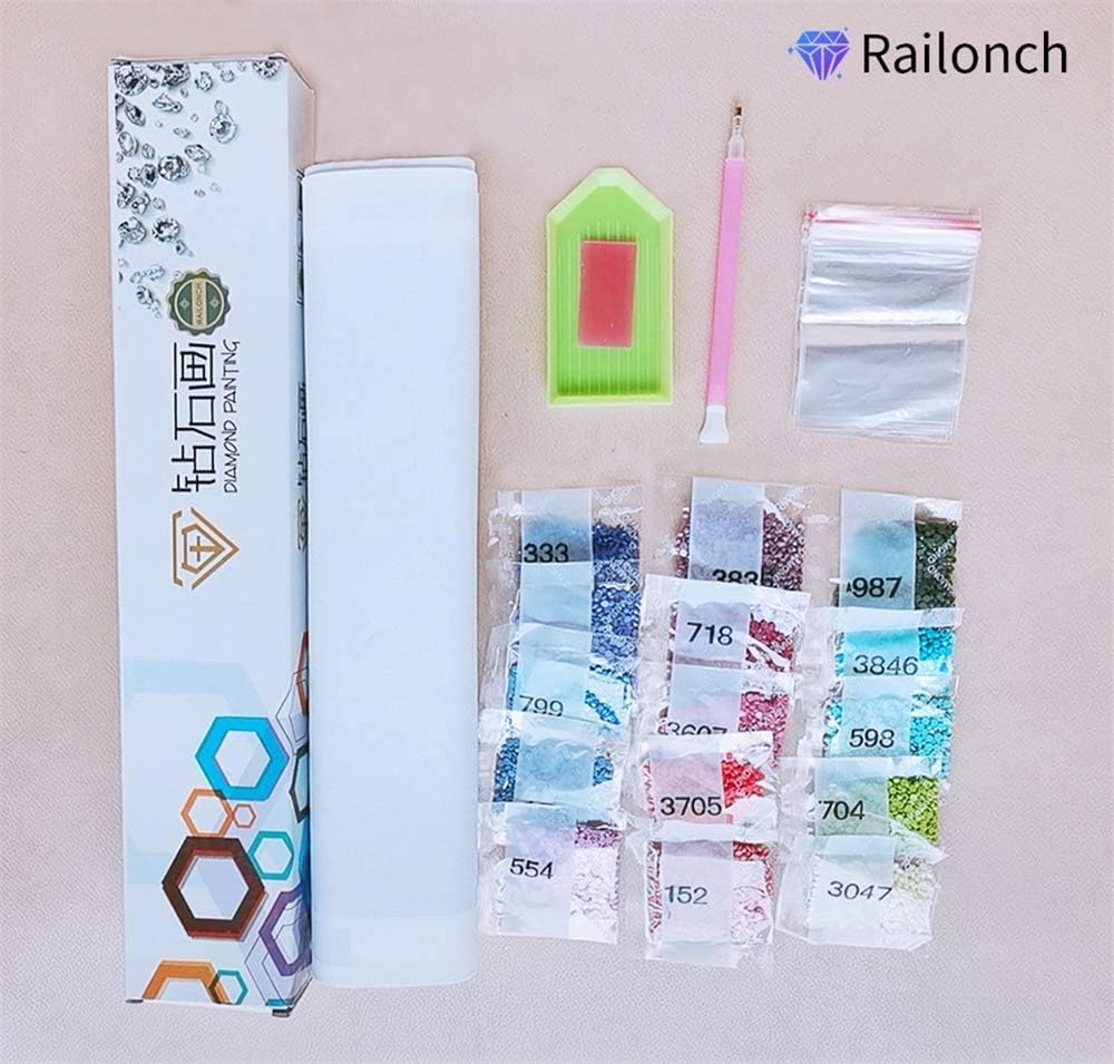 RAILONCH DIY 5D Golden Phoenix Diamant Painting für Erwachsene, voller Bohrer Strass Bilder Handwerk