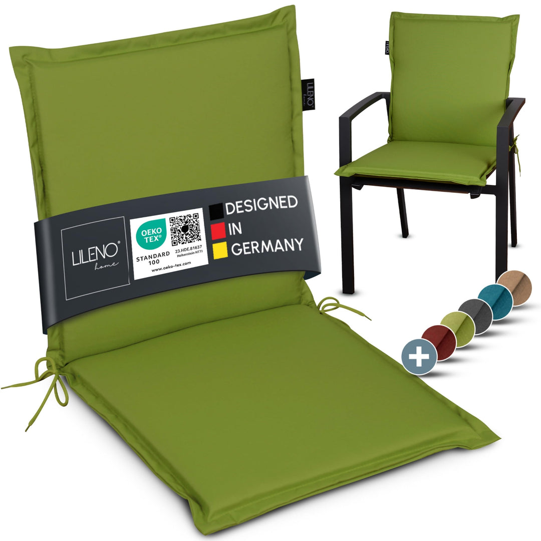 LILENO HOME Gartenstuhl Auflagen [1er Set - Niedriglehner] in Apfelgrün - Bequeme Liegen als Sitzauf