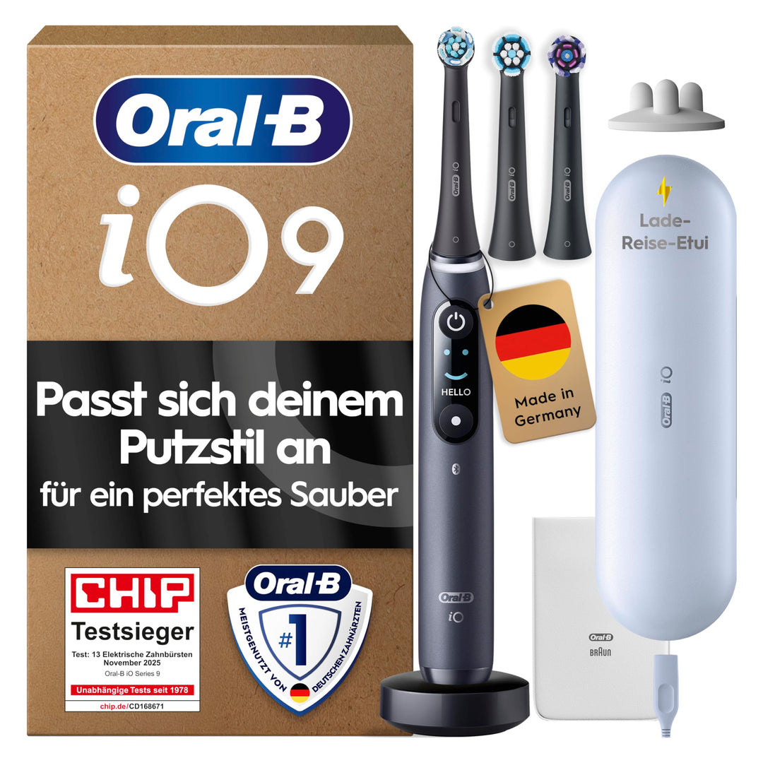 Oral-B iO Series 9 Plus Edition Elektrische Zahnbürste/Electric Toothbrush, PLUS 3 Aufsteckbürsten,