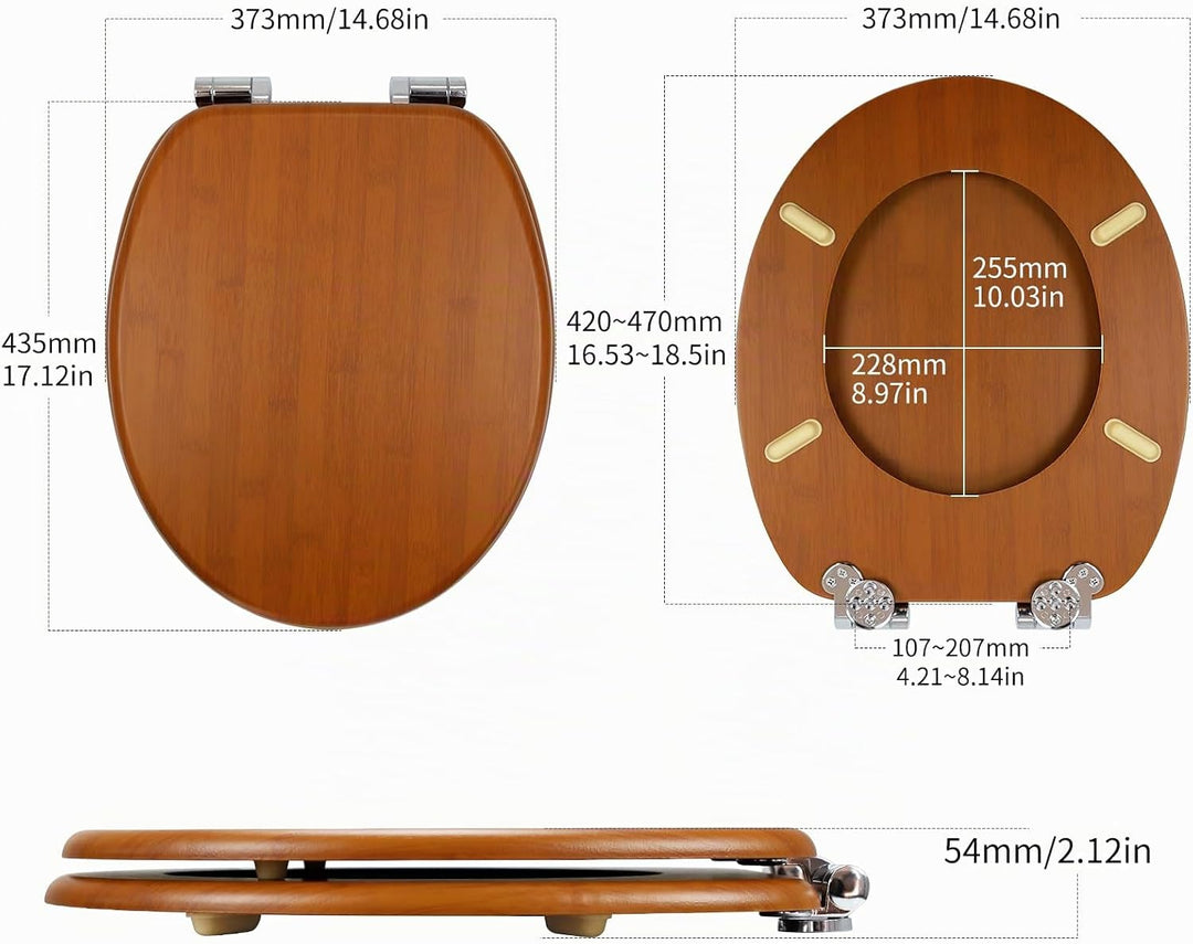 WC Sitz mit Absenkautomatik, hochwertiger Toilettendeckel aus MDF Holz, Einfache Montage Stabiler Kl