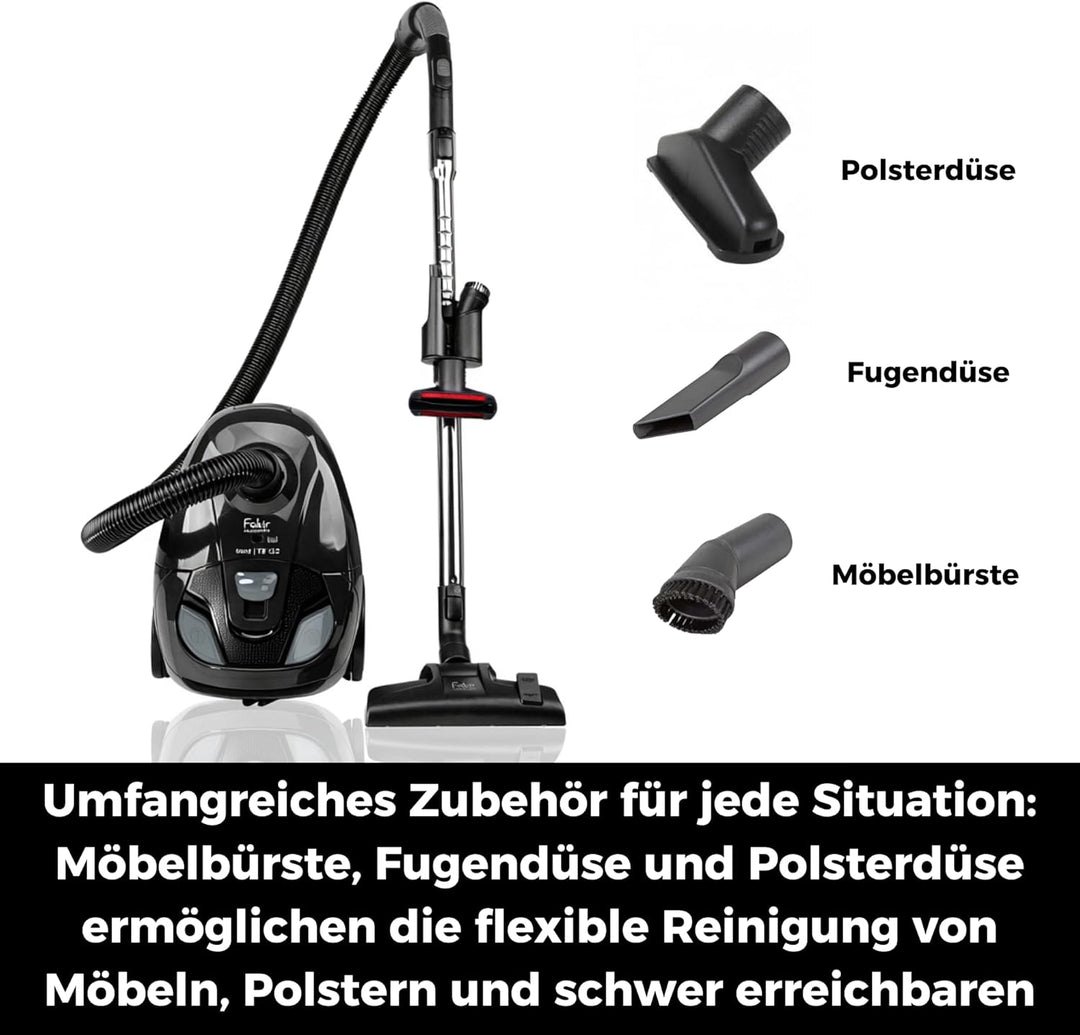 Fakir Trend TS 122 Staubsauger mit Beutel 700W, Bodenstaubsauger mit Kabel, EPA-Filter, leisem Hoche