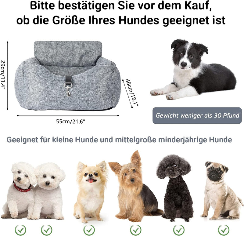 NIBESSER 2-in-1 Autositz und Bett für Hunde, wasserfest und rutschfest, Sitzerhöhung für Katzen, Abn