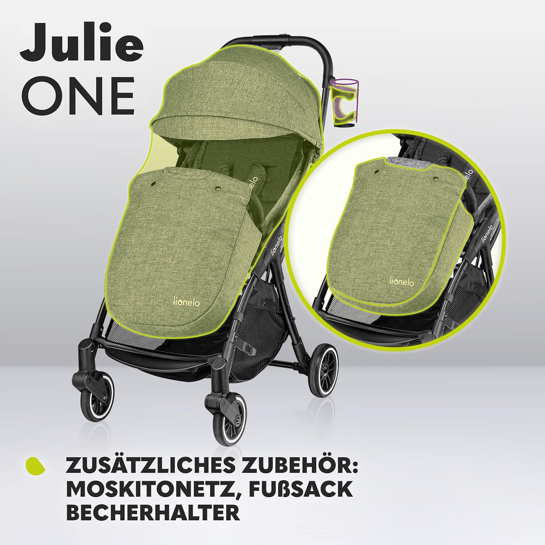 LIONELO Julie One Buggy Kinderwagen bis 22 kg, verstellbare Rückenlehne und Fussstütze, Moskitonetz,