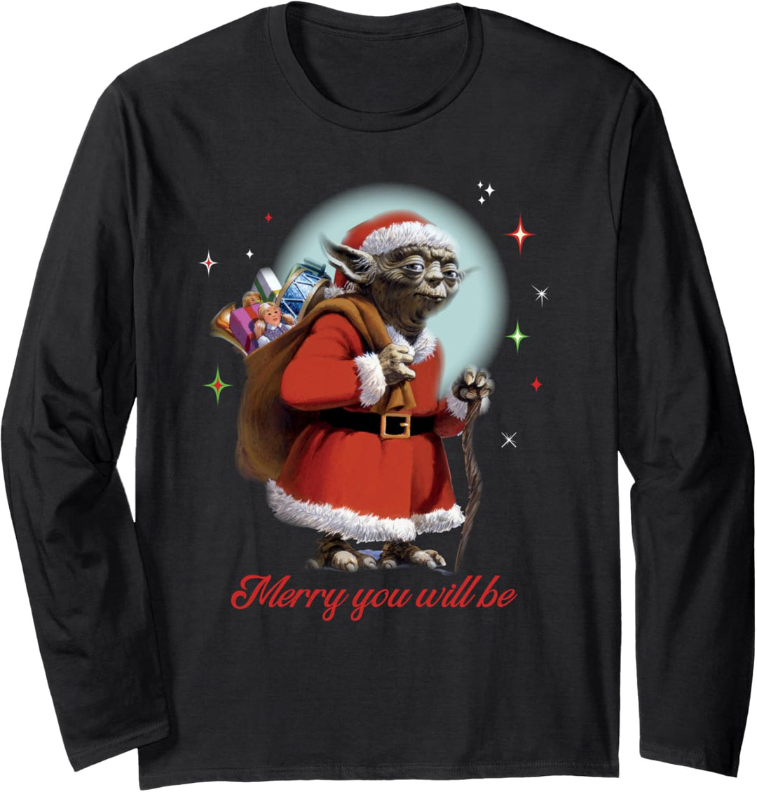 Star Wars Santa Yoda Merry You Will Be Langarmshirt