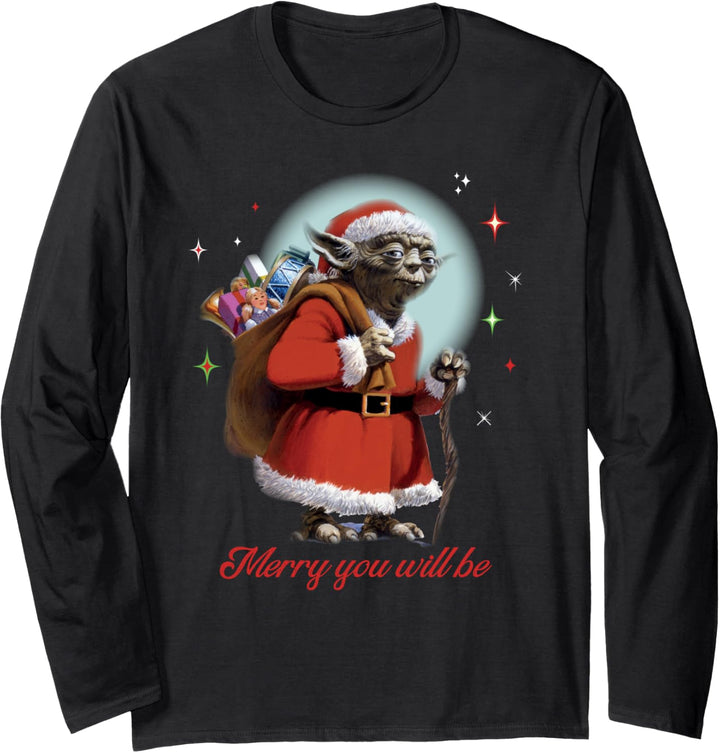 Star Wars Santa Yoda Merry You Will Be Langarmshirt