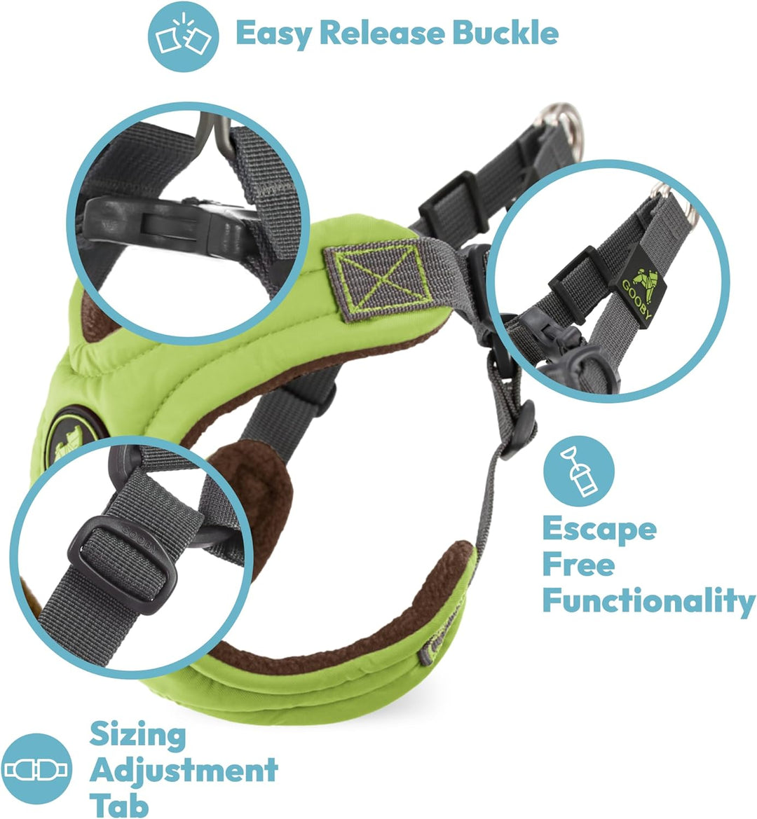Gooby Escape Free Hundegeschirr aus Memory-Schaum, Grösse M (38,1–52,1 cm), Blau blau Medium Chest (