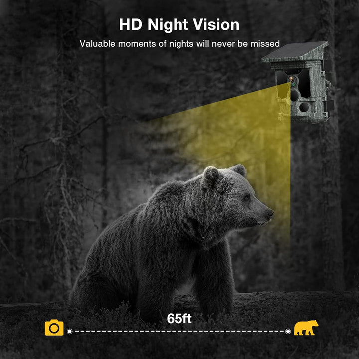 VOOPEAK Wildkamera Solar WLAN - 4K 30fps 46MP Wildkamera mit Handyübertragung App, Wildtierkamera mi