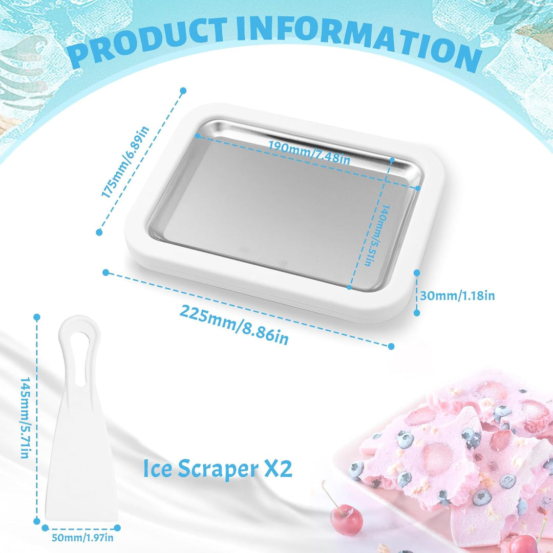 Jeinbuil Eisplatte zum eis machen Eiscreme Roller Maker Pan mit 2 Spateln Kleine Instant Rolled Ice