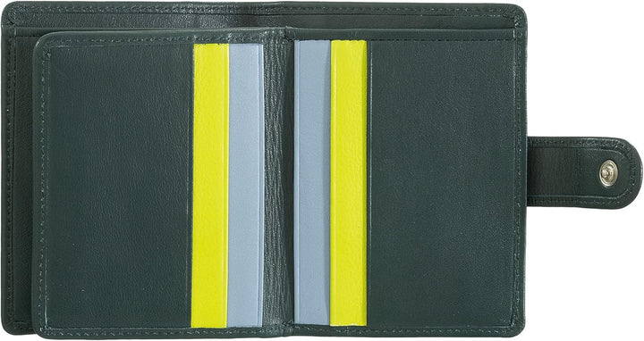 DUDU Damen Geldbörse aus echtes Leder, kleines Leder RFID-Kartenetui mit Reissverschluss, Münzfach,