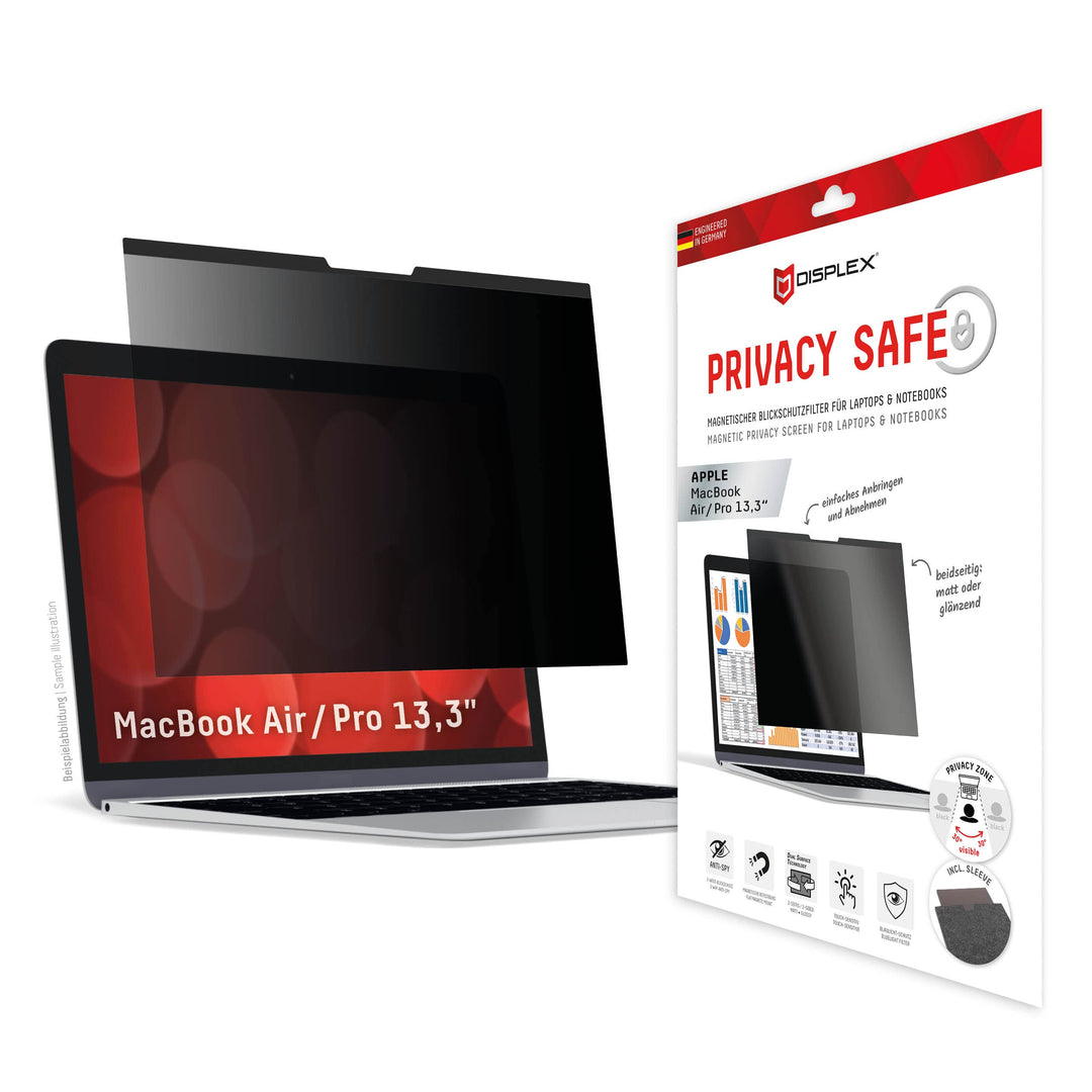 Displex Privacy Safe Magnetischer 2-Wege Blickschutzfilter für MacBook Air/MacBook Pro 13,3‘‘, 29,9