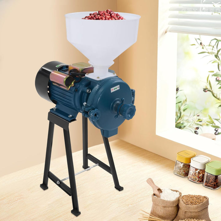 2200W Elektrische Getreidemühle mit Trichter, Kornmühle Mühle für Mais Reis Weizen Kaffeebohnen, Mah