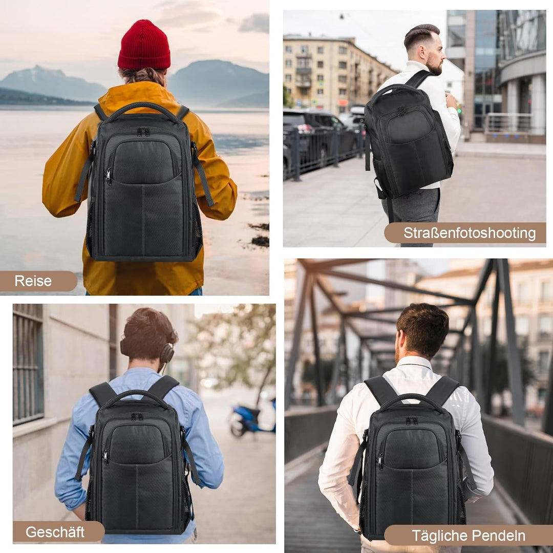BERTASCHE Kamerarucksack DSLR SLR Wasserdicht Fotorucksack mit 15,6 Zoll Laptopfach Gross Kameratasc